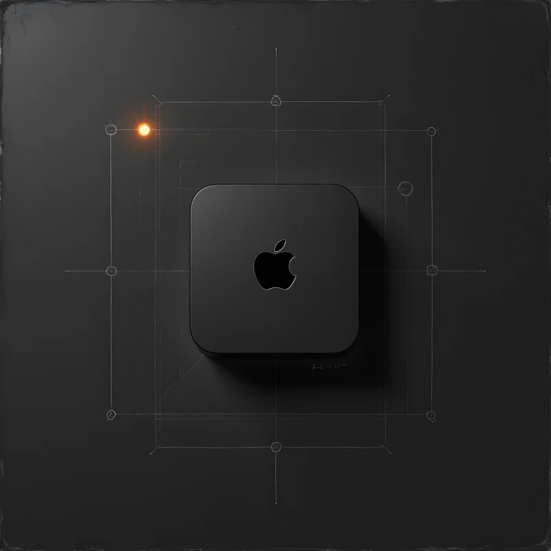 Anvil schematic — a compact Mac Mini with an amber activity indicator