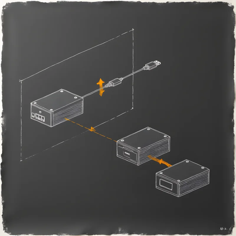 Crucible schematic — a paired satellite computer connected via Thunderbolt