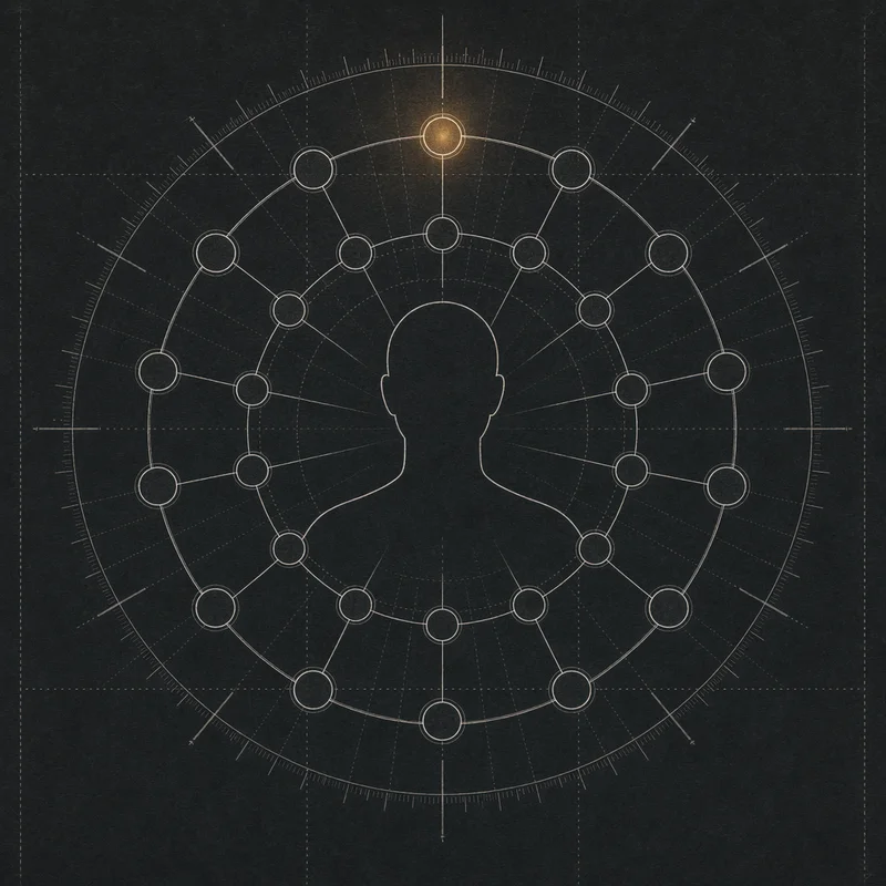 ARIA schematic — a woman's silhouette with a radiant network of nodes