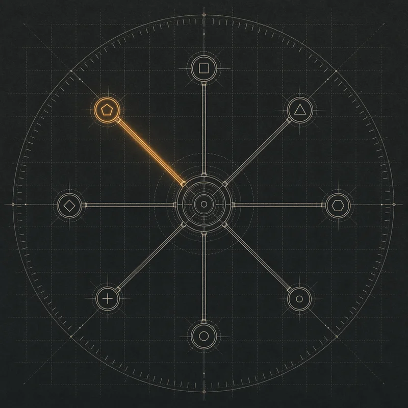 Nexus schematic — a central hub with seven radiating spokes